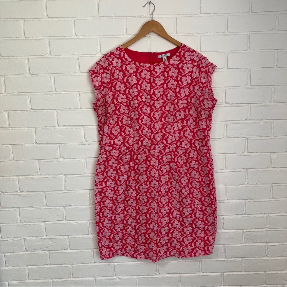 Pink Floral Embroidered Sheath Dress
